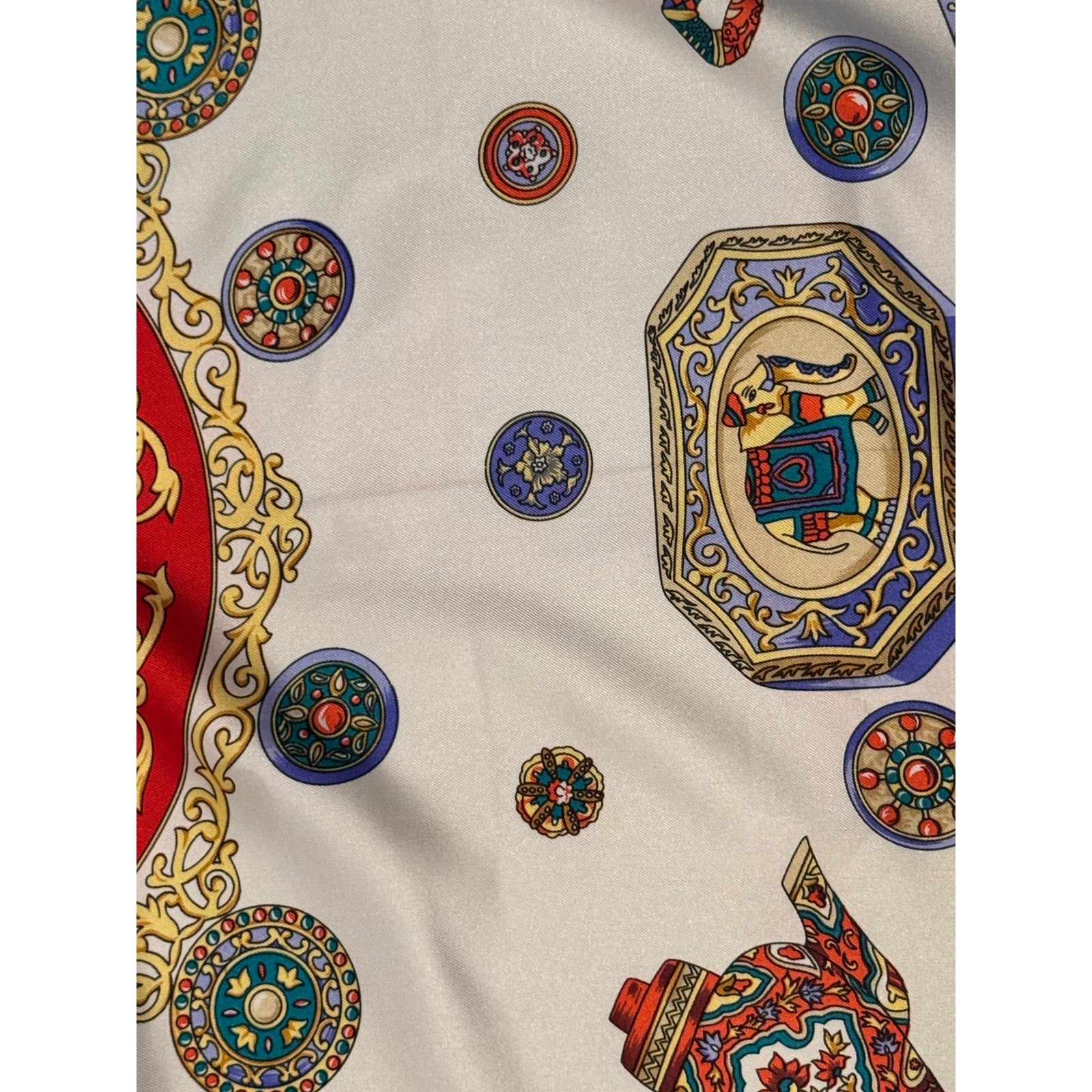 Hermès “Théières” Teapots Silk Scarf – Red Porcelain Print – Cathy Latham – 90 cm Hermès