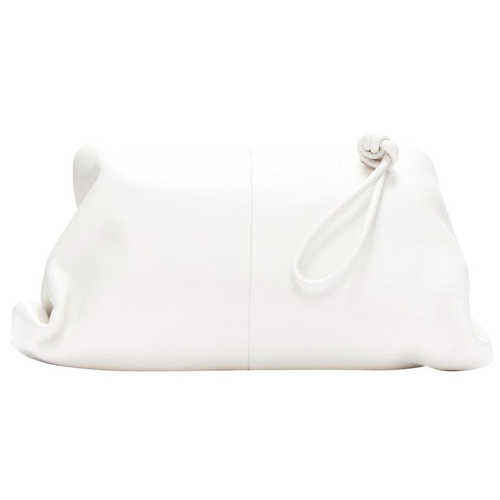 Bottega Veneta Trine Triangle Clutch in White Leather | Daniel Lee Era Bottega Veneta