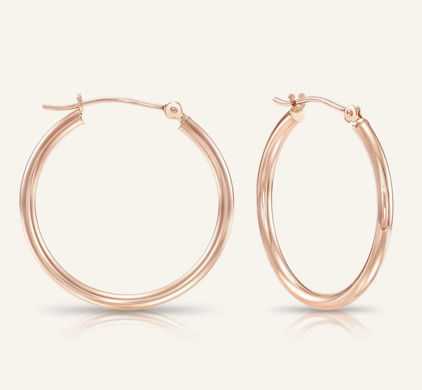 14K Yellow Gold Classic Polished Hoop Earrings - Unisex Custom