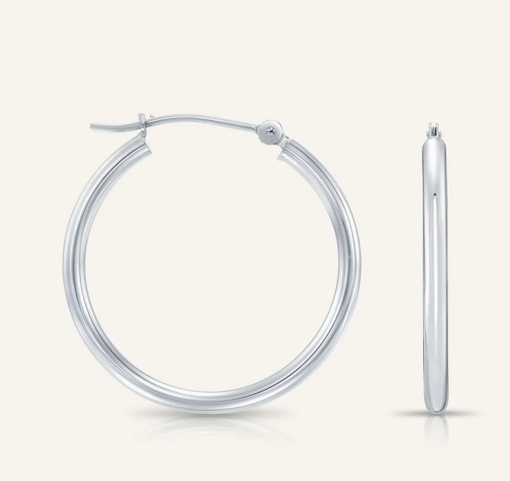 14K Yellow Gold Classic Polished Hoop Earrings - Unisex Custom