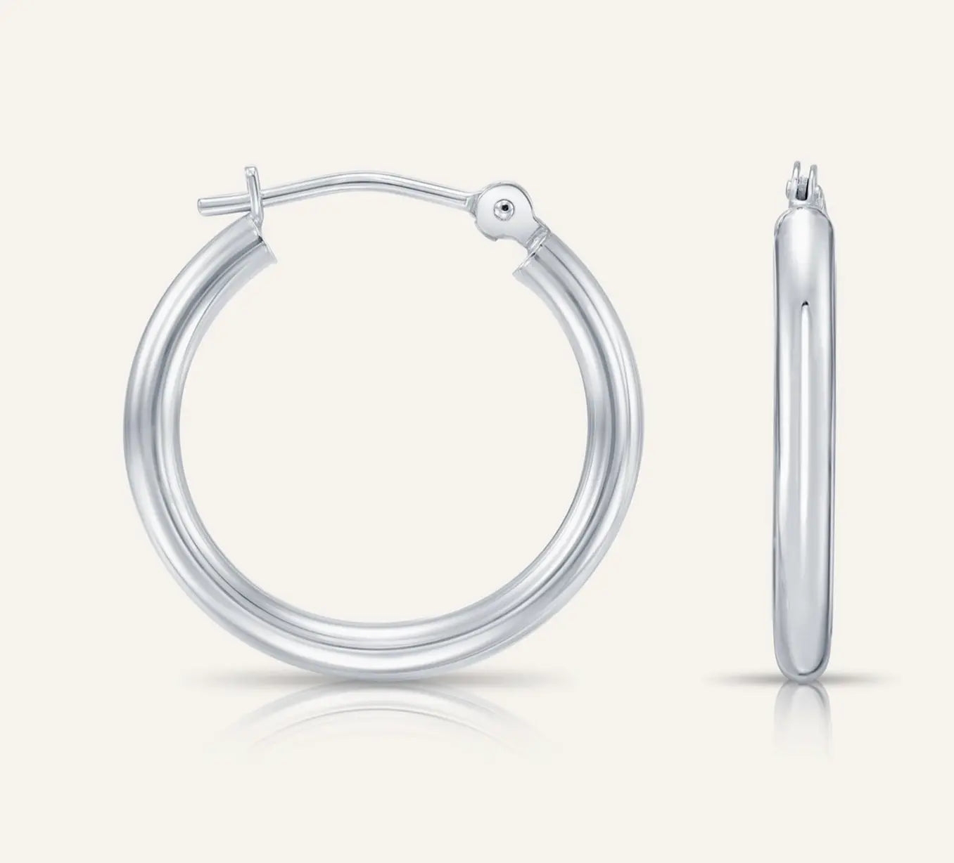 14K Yellow Gold Classic Polished Hoop Earrings - Unisex Custom