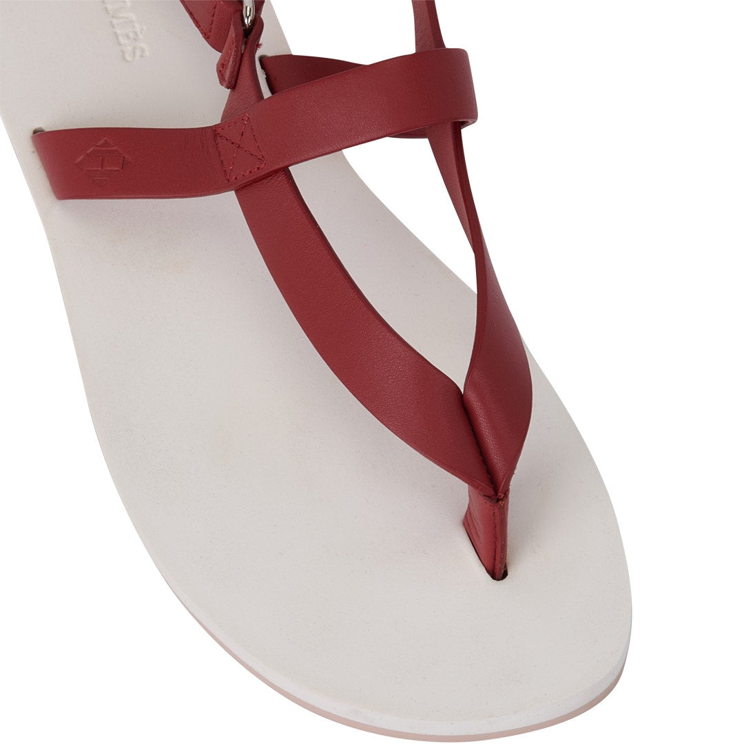 Hermès Tahiti Beach Sandals – Red & White Leather, Size 37.5 Hermes Leather Goods