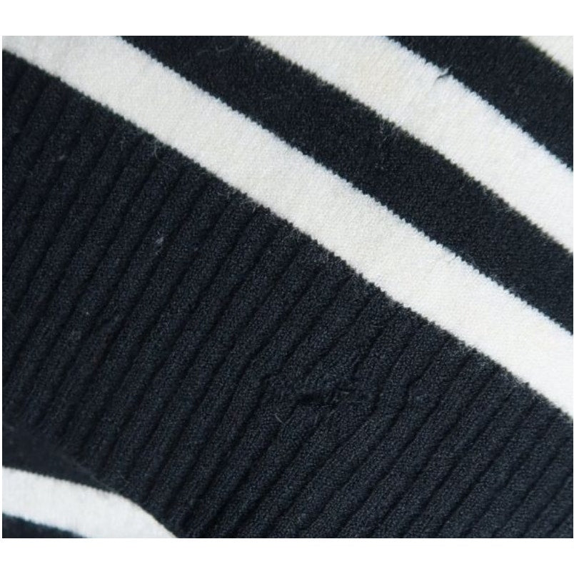 Vintage Chanel 90s Striped Logo Sweater – Size 38, Iconic Black & White Knit Chanel