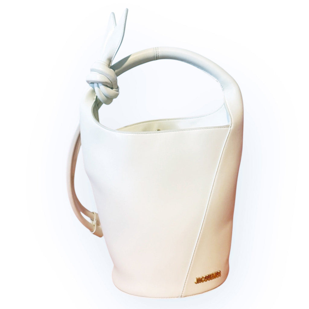 Jacquemus Le Petit Tourni Large Bucket Bag in Ivory – Calf Leather Jacquemus