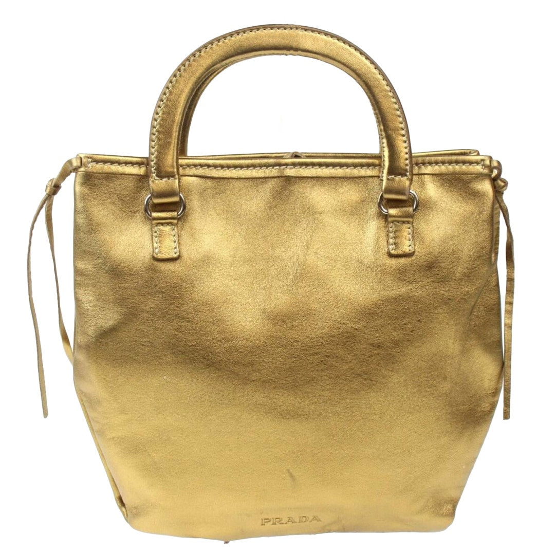 Authentic Prada Gold Leather Mini Tote PRADA