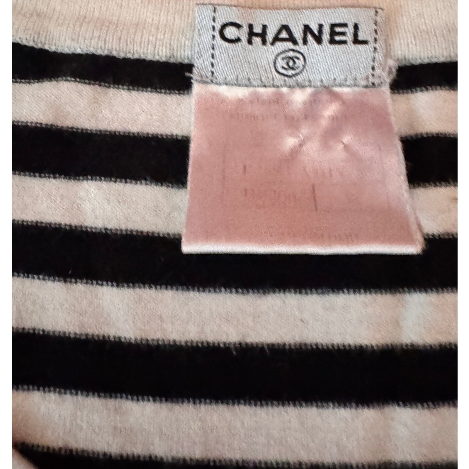 Vintage Chanel 90s Striped Logo Sweater – Size 38, Iconic Black & White Knit Chanel