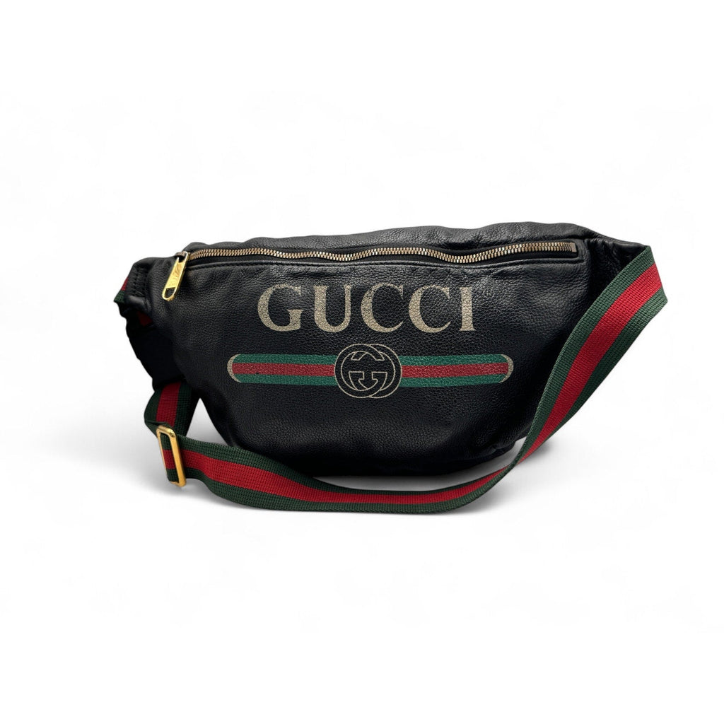 Gucci Logo Belt Bag in Black Calfskin Leather – Medium Size Gucci
