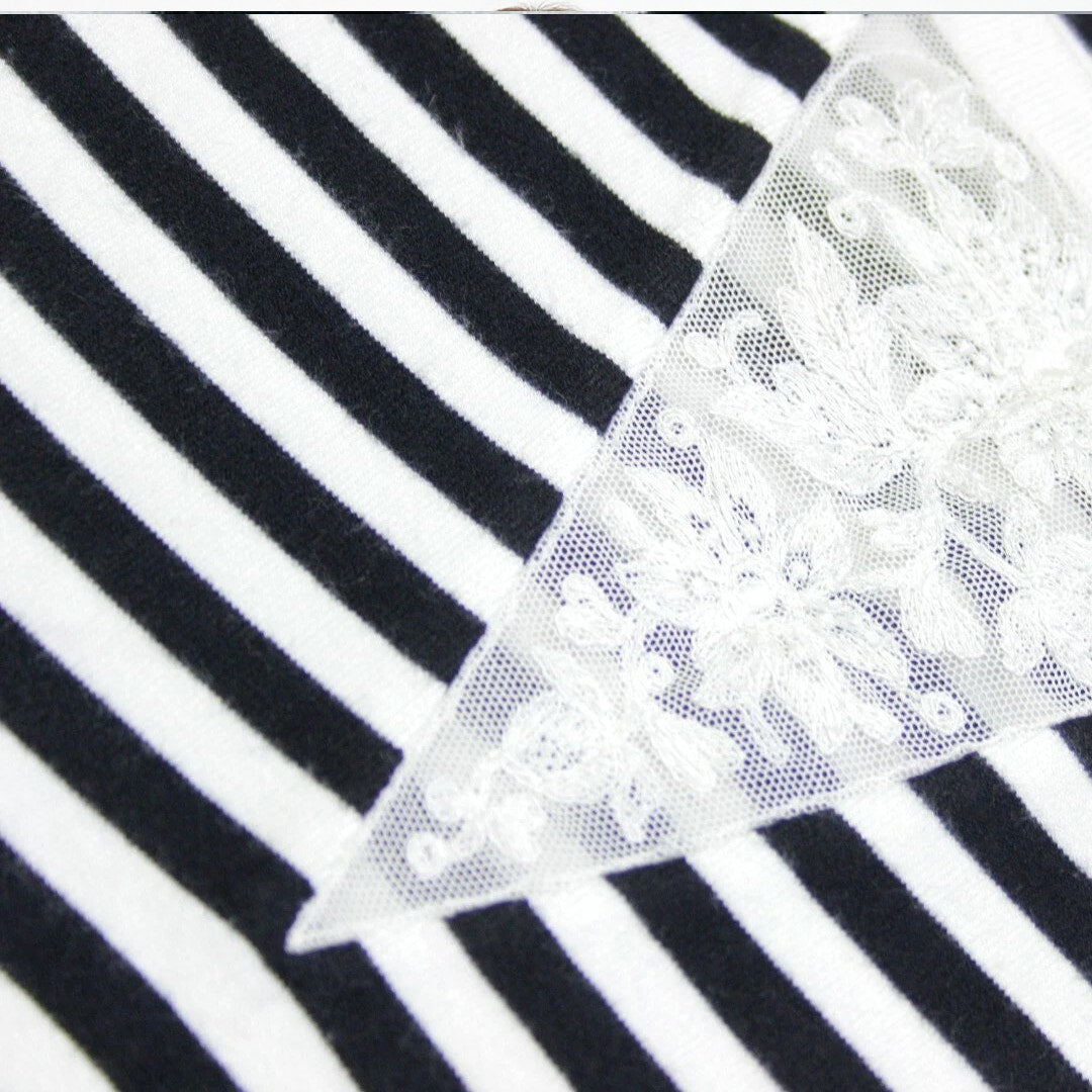 Vintage Chanel 90s Striped Logo Sweater – Size 38, Iconic Black & White Knit Chanel