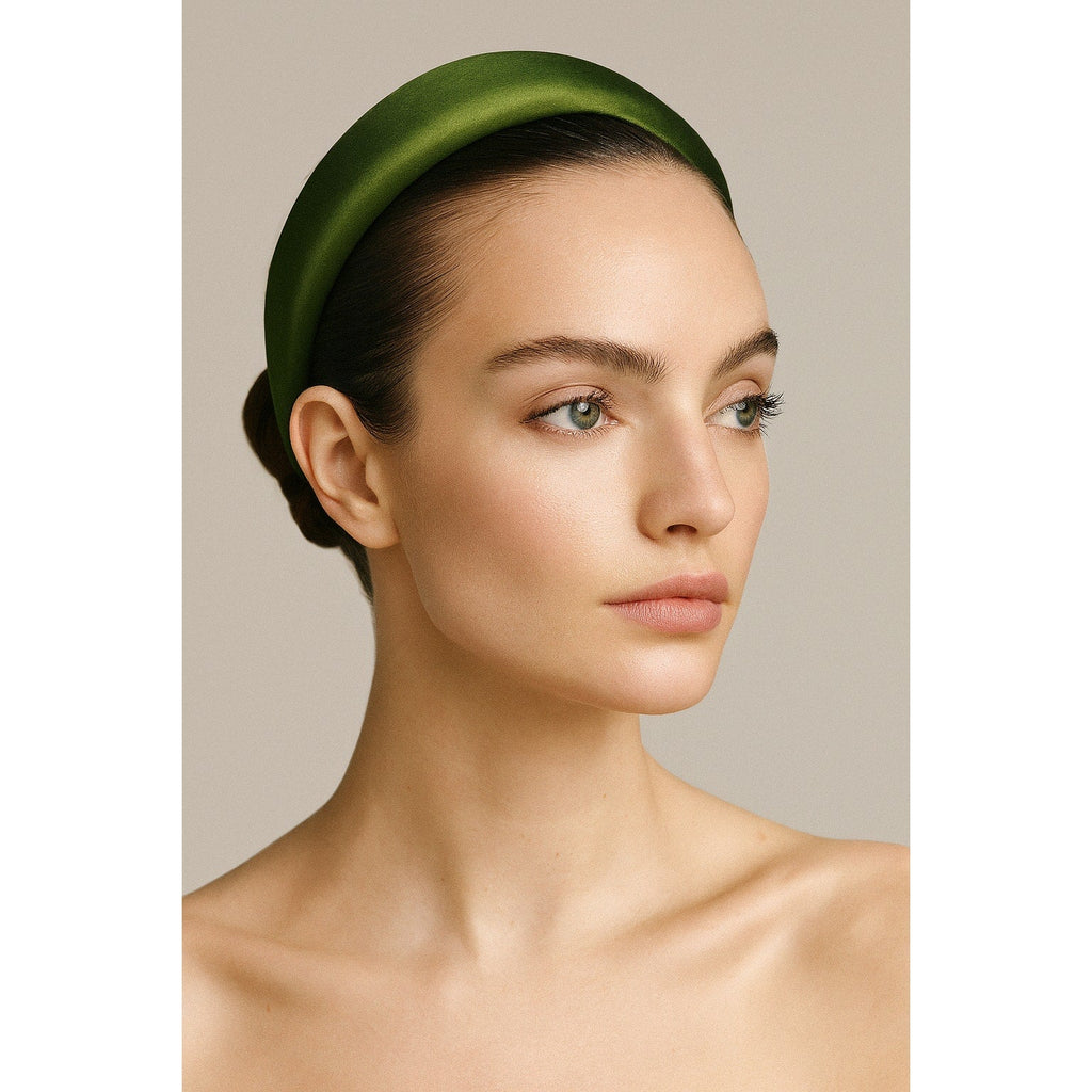 Prada Green Satin Padded Headband PRADA