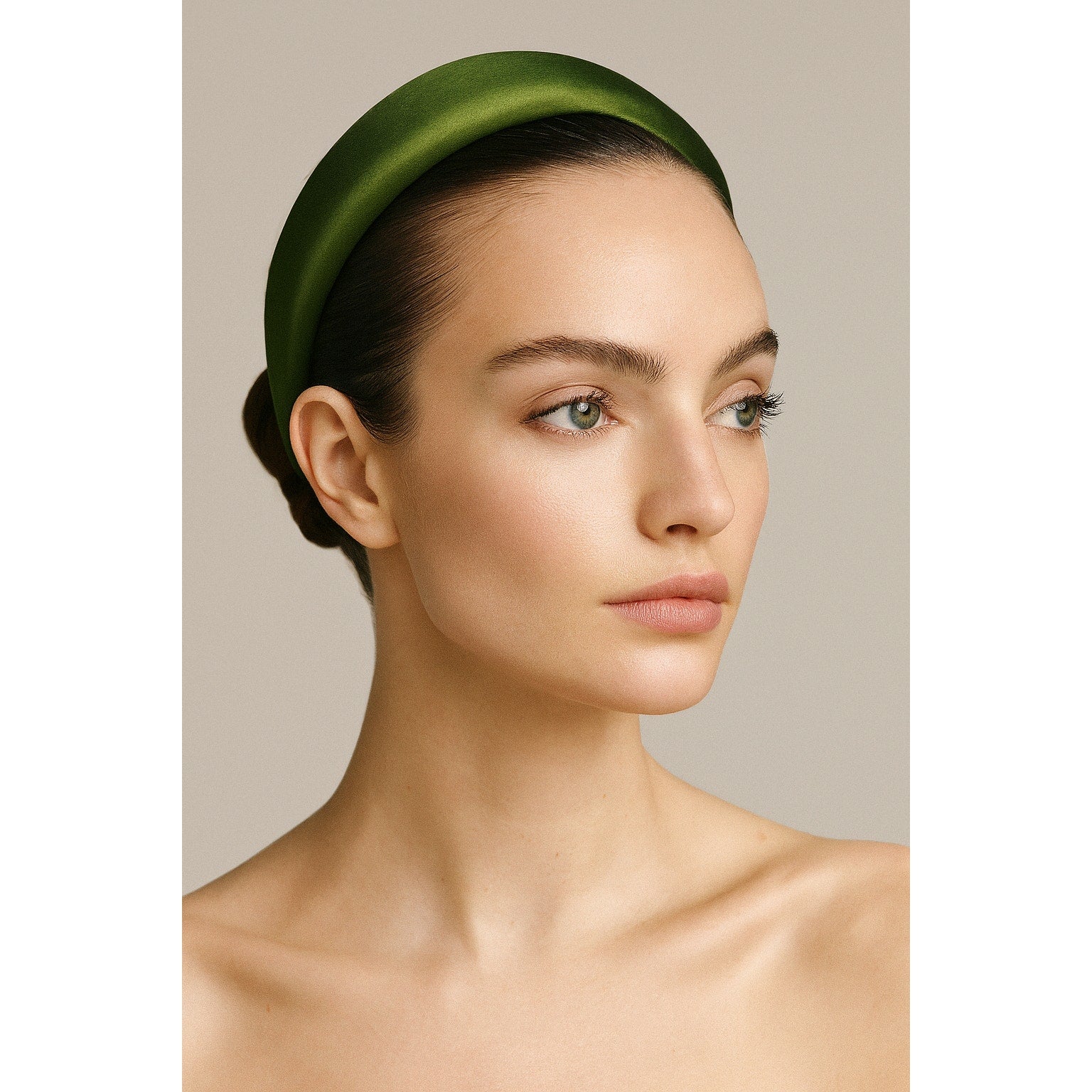 Prada Green Satin Padded Headband PRADA