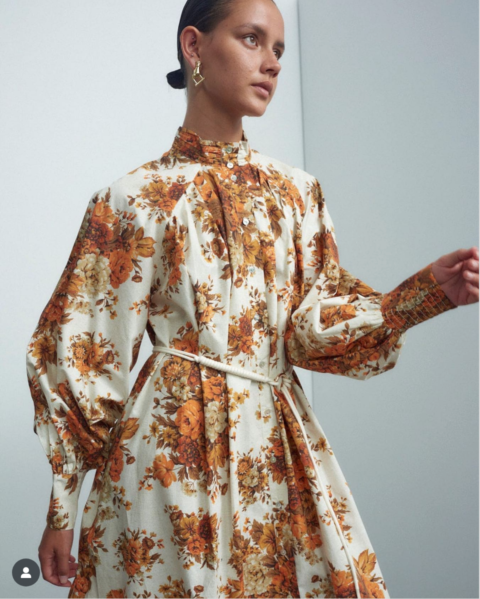 ALÉMAIS Floral Print Tent Dress with Tassel Detail, Size M (US 8) Alemais