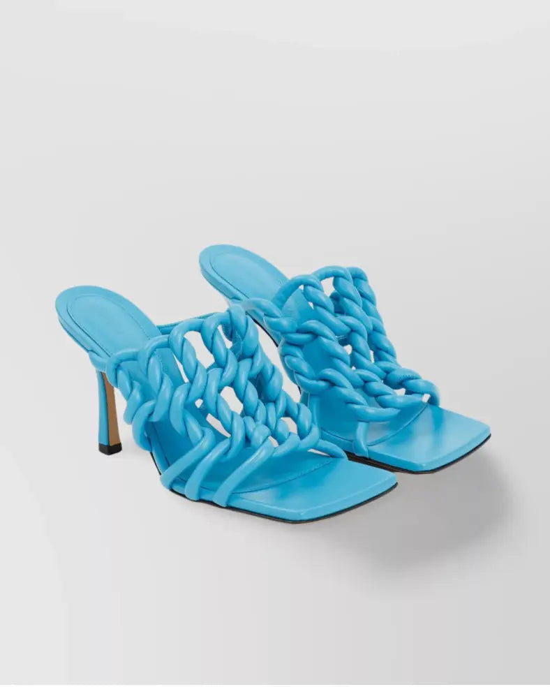 Bottega Veneta Blue Leather Mules 9cm Heel - Vault No9