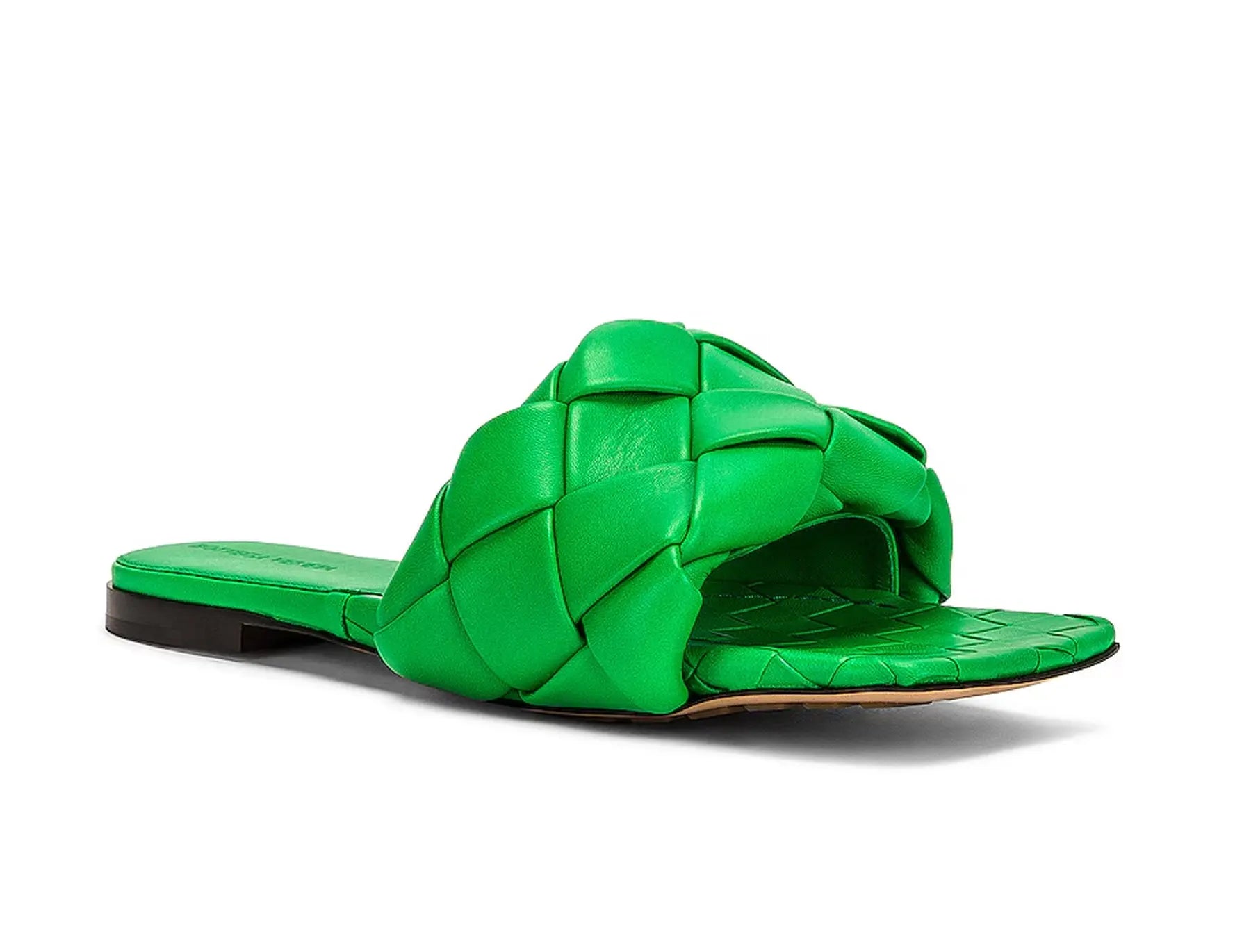 $1350 Bottega Veneta Women's Green Lido Flat Sandals - Vault No9