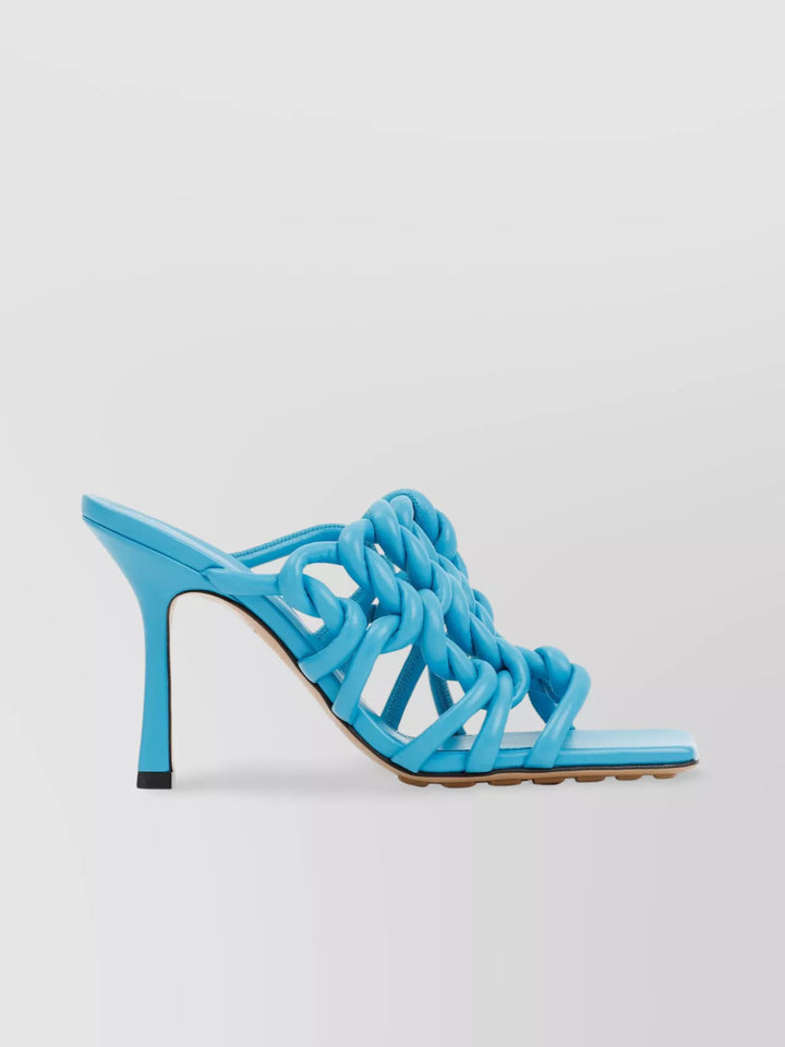 Bottega Veneta Blue Leather Mules 9cm Heel