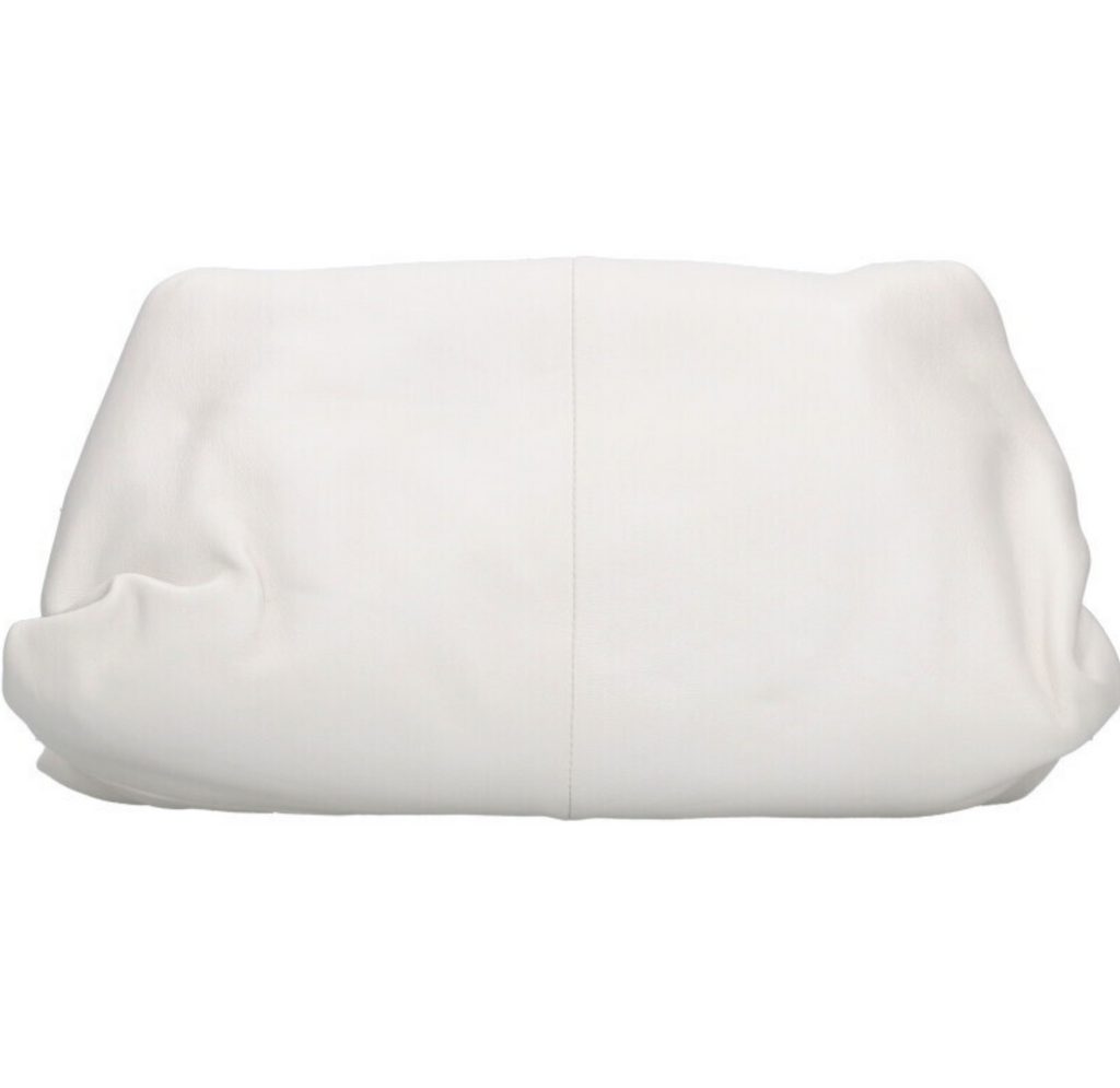 Bottega Veneta BV Trine Clutch in Bianco – White Lambskin Large Leather Wristlet Bottega Veneta