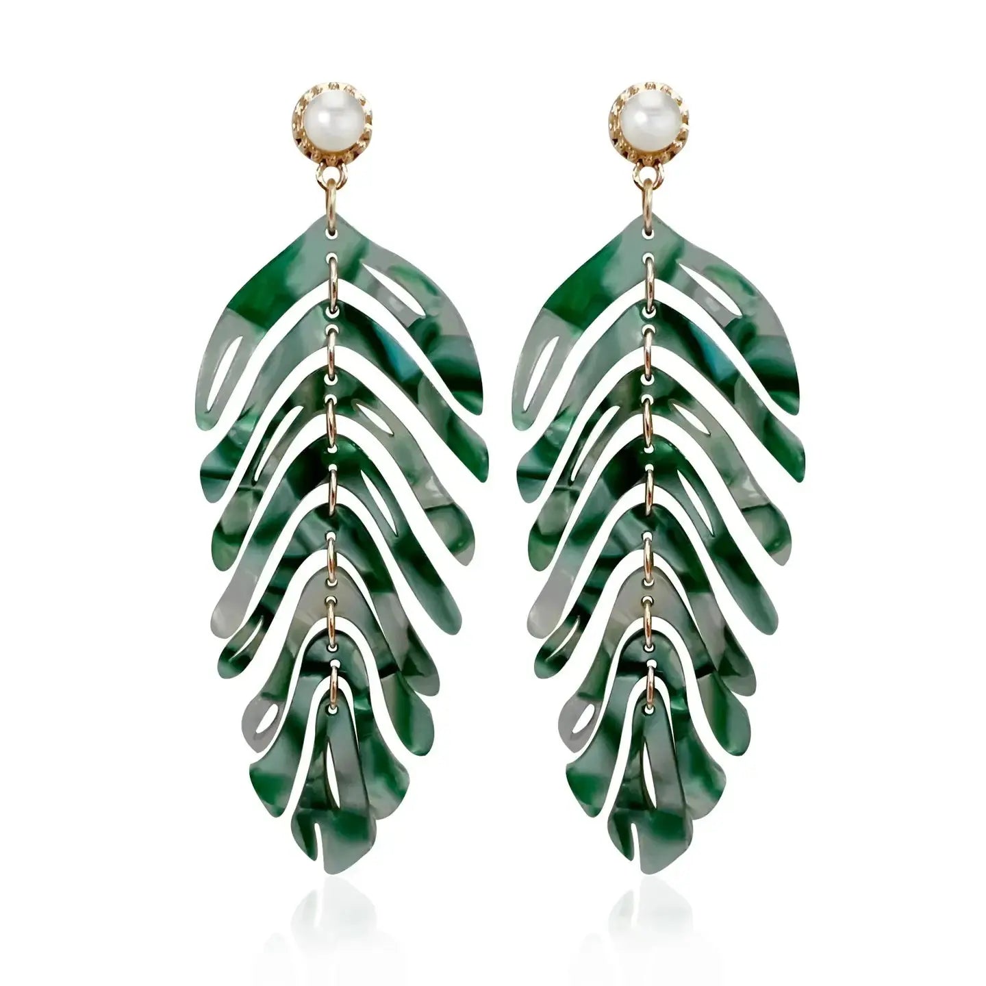 Caribbean Queen Palm Leaf Earrings Zaxie
