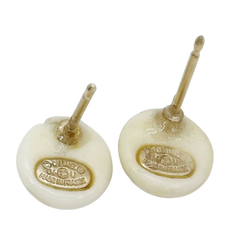 Chanel Faux Pearl CC Stud Earrings CHANEL