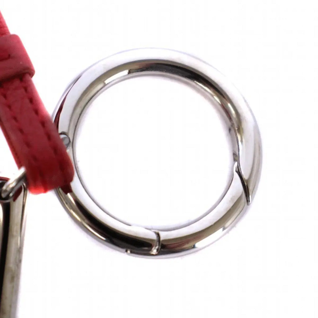 Christian Dior Red Leather “D” Keychain – Logo Charm Strap DIOR