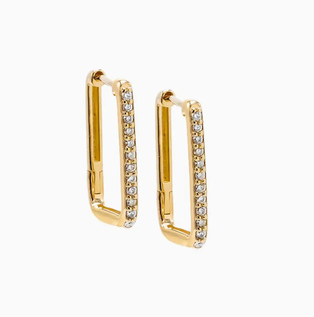 Diamond Pave U Shape Huggie Earring 14K Custom