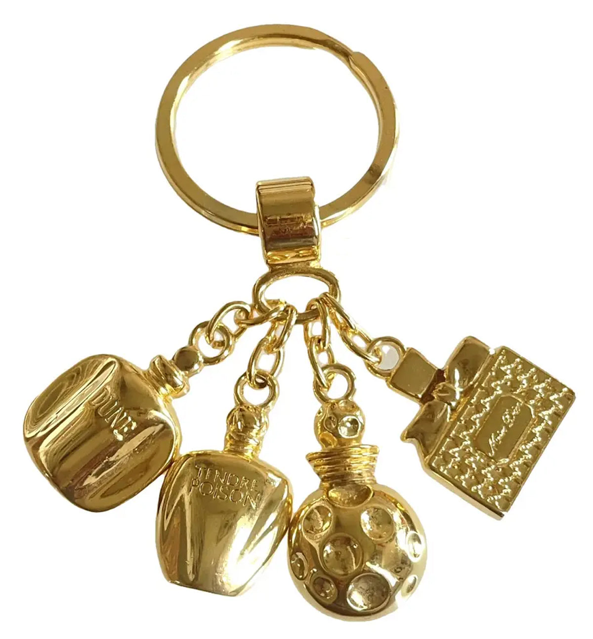 Christian Dior Gold Key Ring & Bag Charm | 8cm | With Original Pouch DIOR