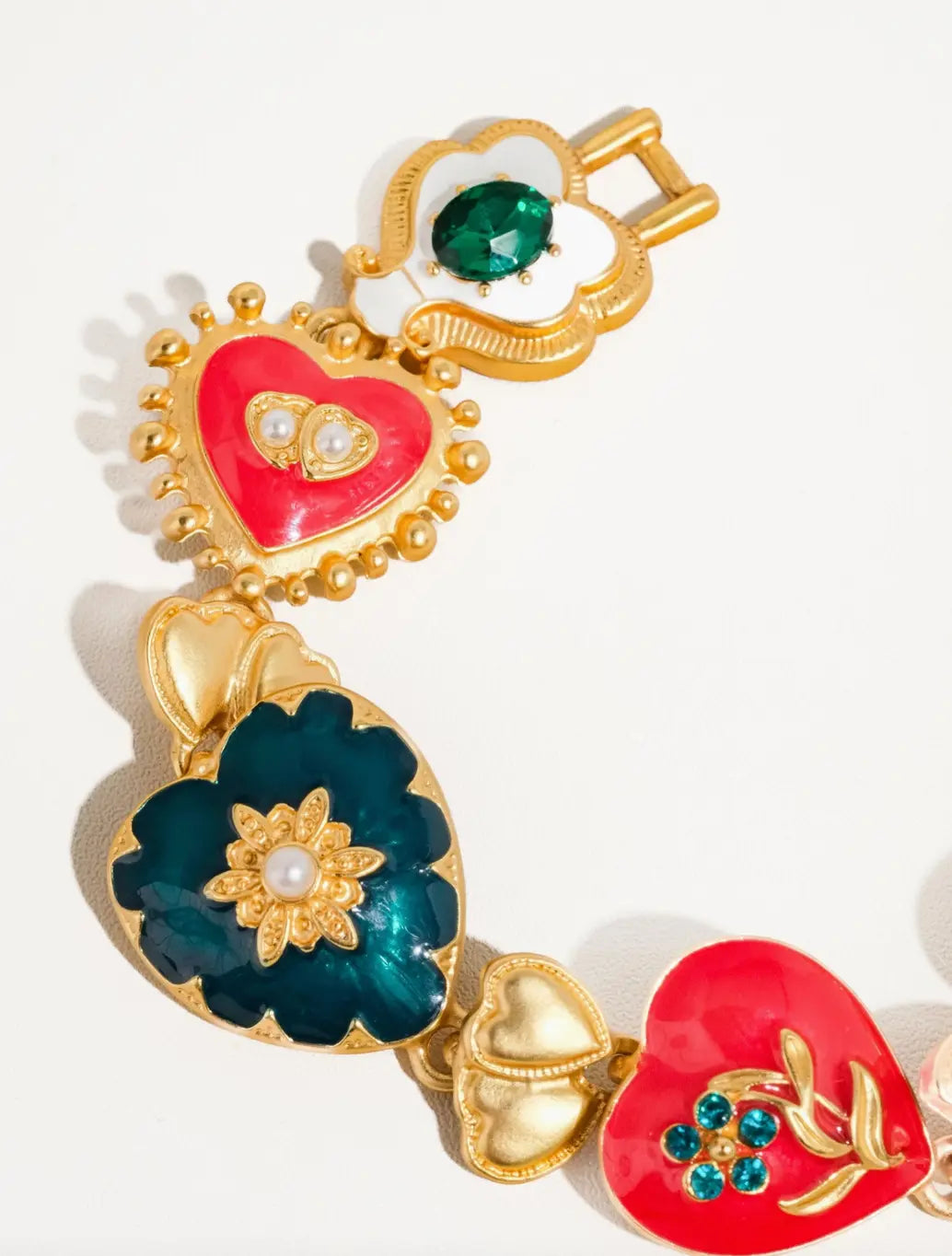 Elysian 18K Gold Boho Baroque Heart Color Bracelet Custom