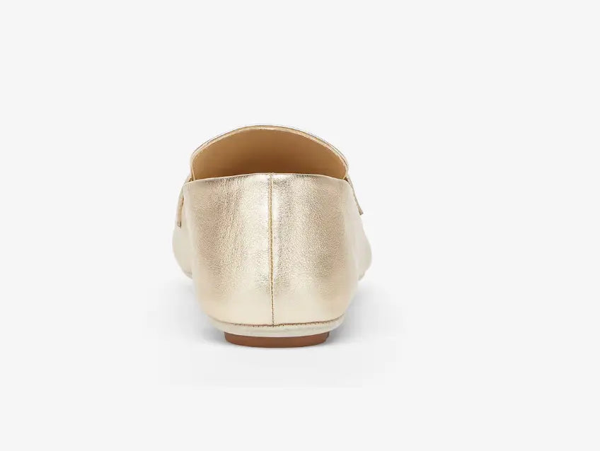 FEND Baguette Metallic champagne-colored leather loafers - Vault No9