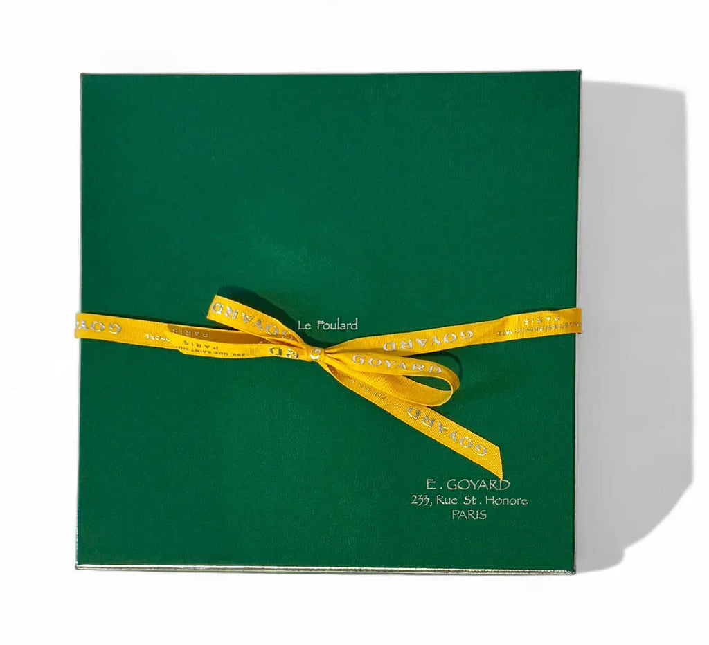 Goyard Scarf N°1 – Green Silk Square with Chevron Print, Made in France Goyard