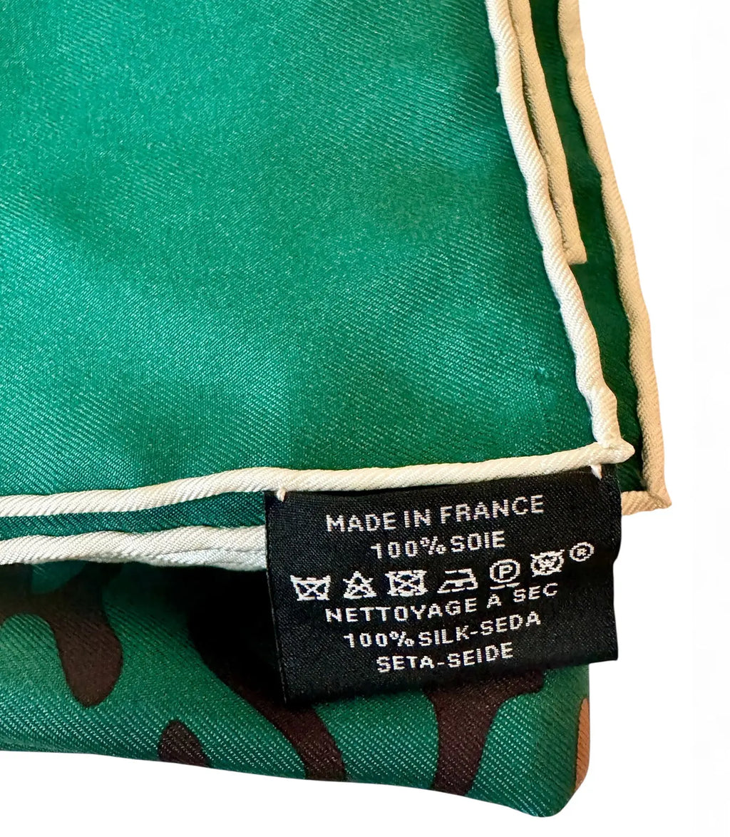 Goyard Scarf N°1 – Green Silk Square with Chevron Print, Made in France Goyard
