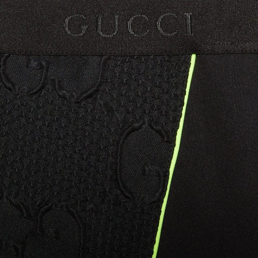 Gucci GG Neoprene Leggings – Black with Neon Yellow Reflective Trim Gucci