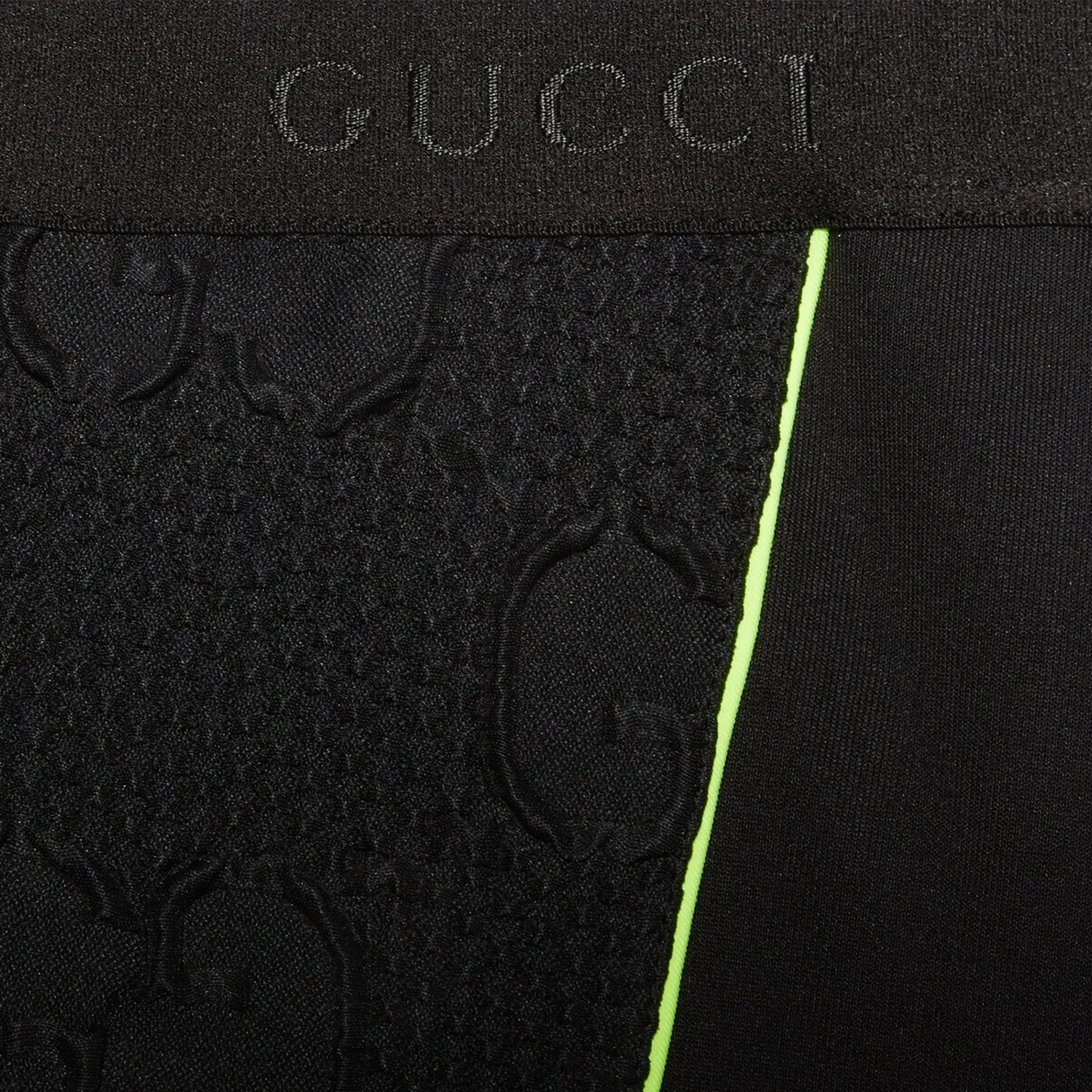 Gucci GG Neoprene Leggings – Black with Neon Yellow Reflective Trim Gucci