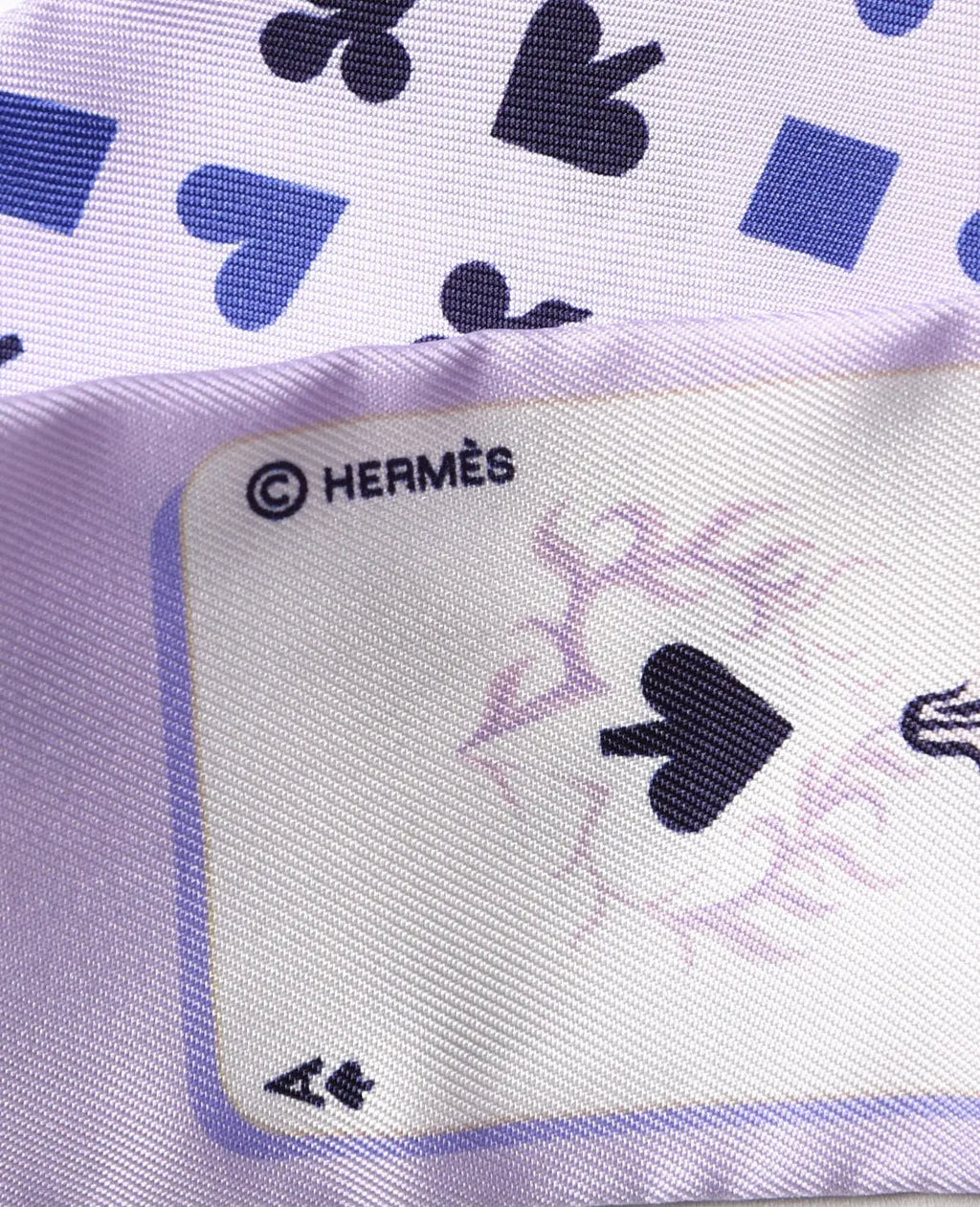 Hermes Silk Jeu de Cartes Twilly Purple Mauve Bleu White - Vault No9