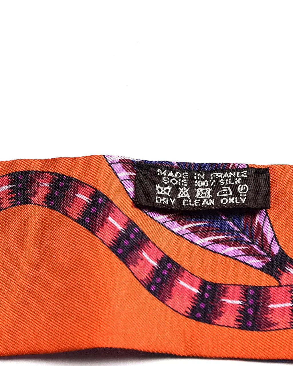 Hermès ‘The Savana Dance’ Silk Twilly – Orange & Violet Hermes