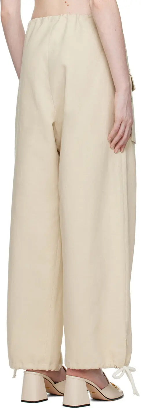 Gucci Beige Exposed Zip Cargo Boyfriend Pants $1700 - Vault No9