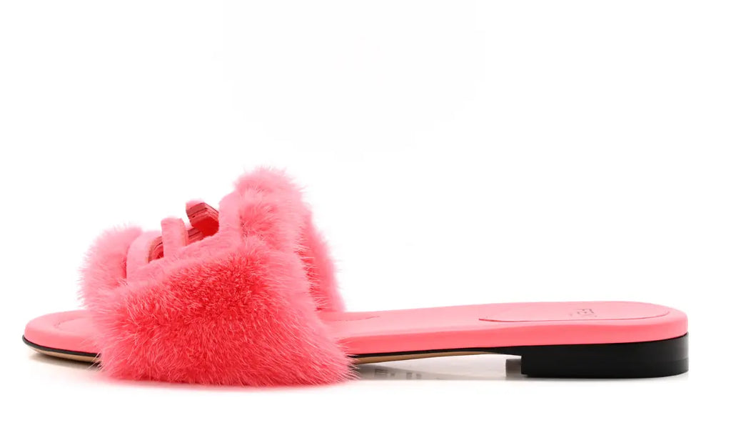 FENDI Baguette PINK mink slides - Vault No9