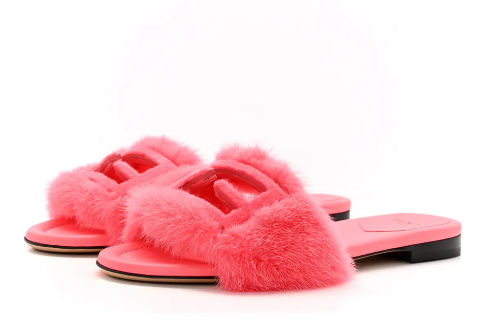 FENDI Baguette PINK mink slides - Vault No9