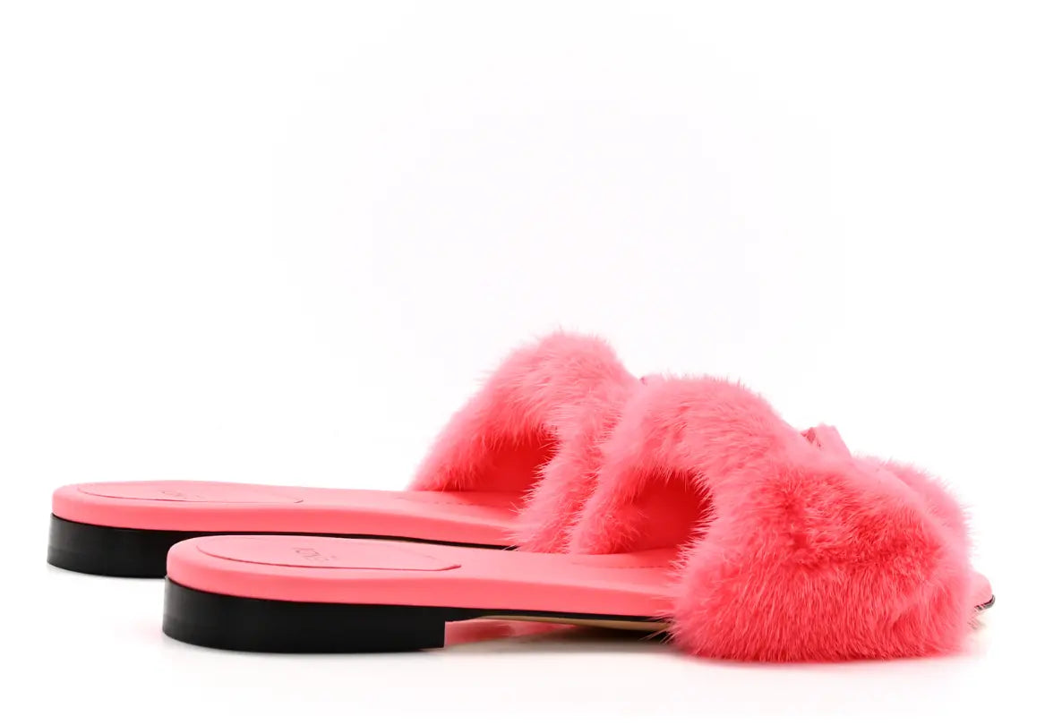 FENDI Baguette PINK mink slides - Vault No9