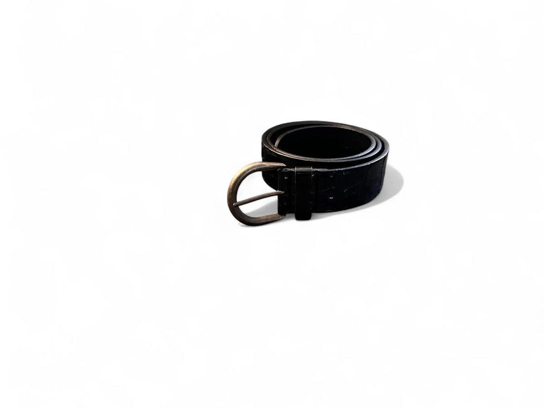 Saint Laurent Black Mock Croc Corset Belt with Gold Hardware Saint Laurent