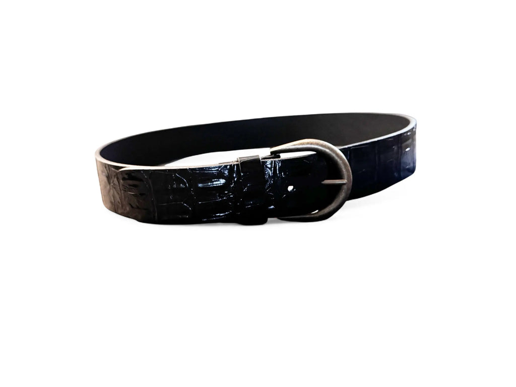 Saint Laurent Black Mock Croc Corset Belt with Gold Hardware Saint Laurent