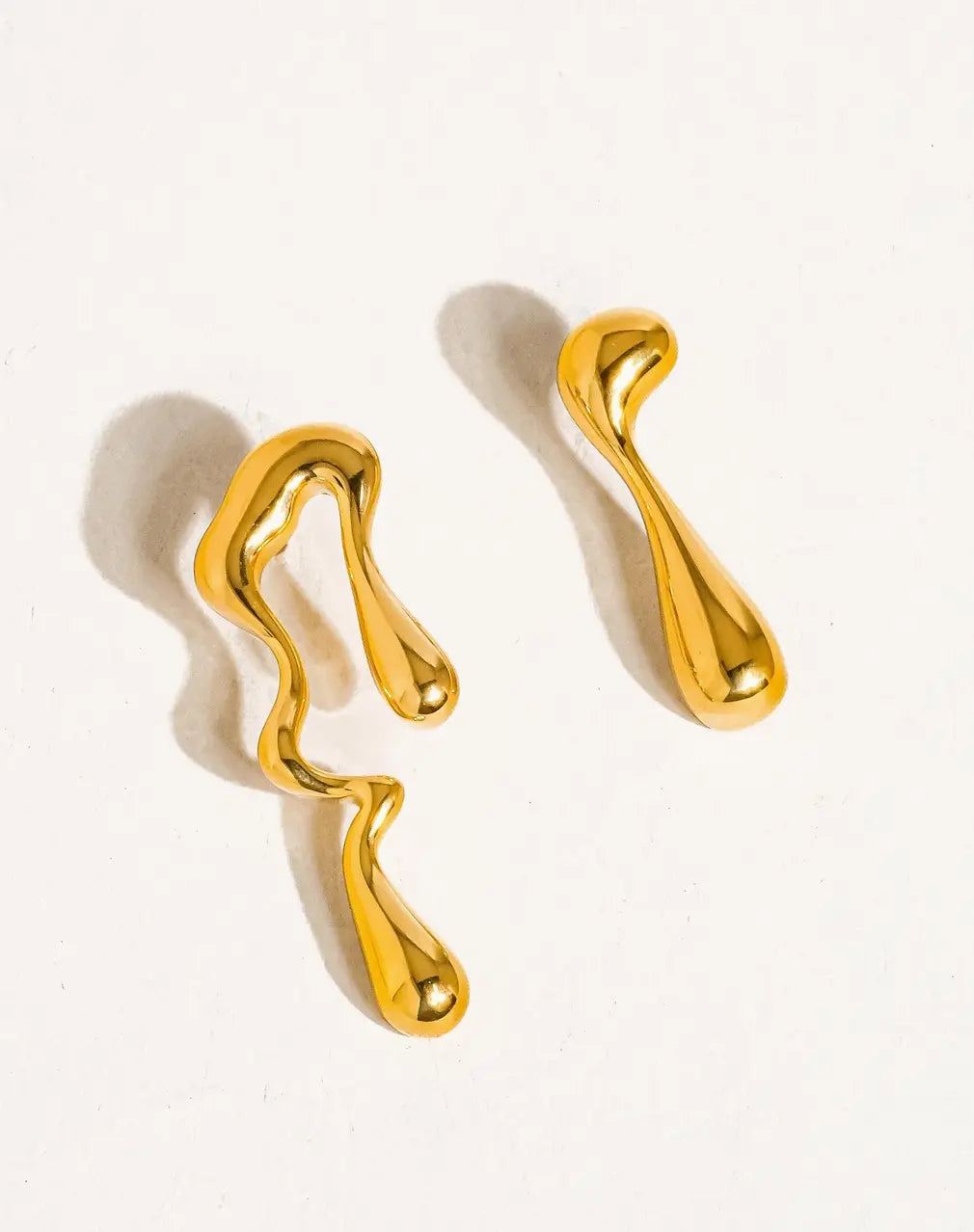 Roma 18K Gold Non-Tarnish Mismatch Melted Earring Custom