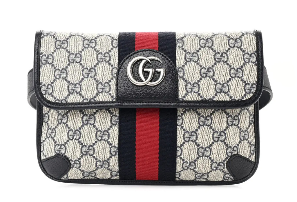 GG Supreme Monogram Web Small Ophidia Belt Bag 80 32 Beige Navy - Vault No9