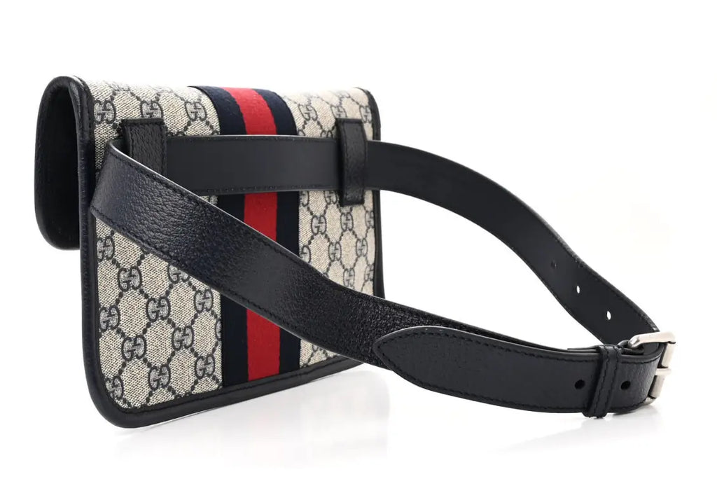 GG Supreme Monogram Web Small Ophidia Belt Bag 80 32 Beige Navy - Vault No9