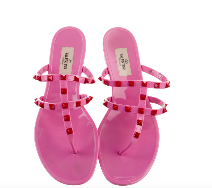 Valentino Rockstud Accents Rubber Slides