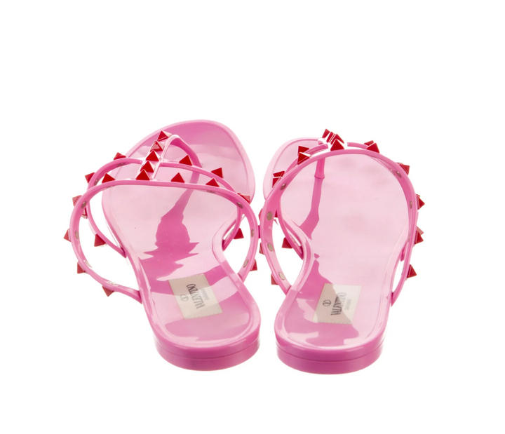 Valentino Rockstud Accents Rubber Slides
