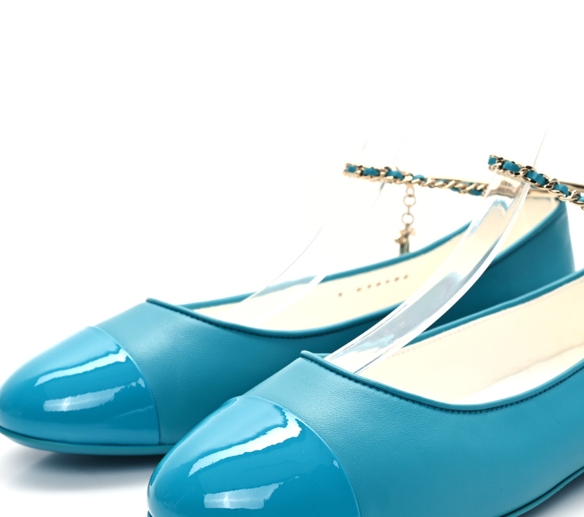 Chanel Lambskin  Ankle Charm Chain Ballerina Flats CHANEL