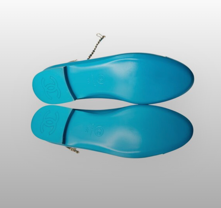 Chanel Lambskin  Ankle Charm Chain Ballerina Flats CHANEL