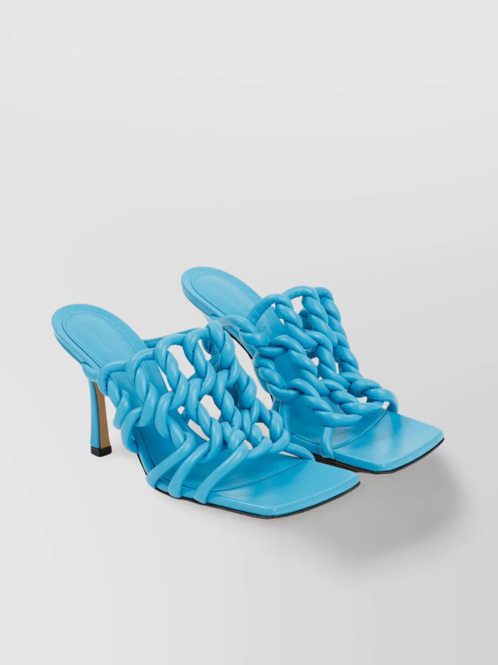 Bottega Veneta Blue Leather Mules 9cm Heel