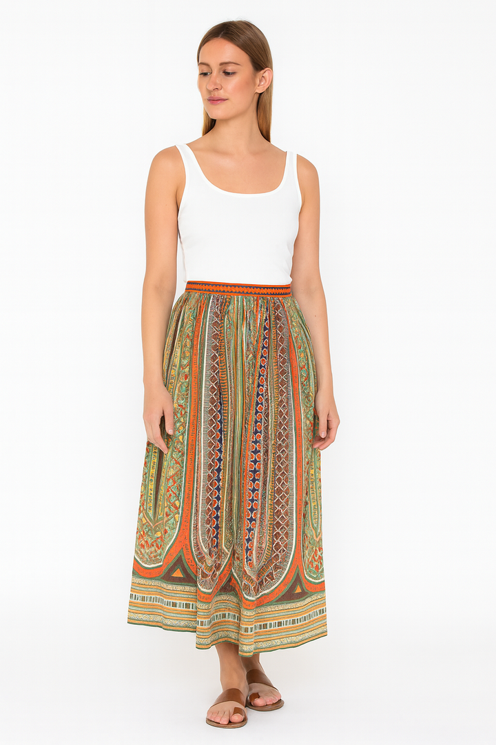 Valentino Garavani Tribal Rare All-Over Print Maxi Skirt Valentino Garavani