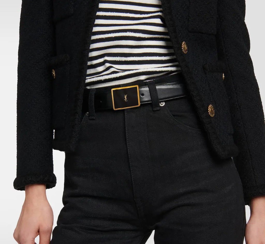 YSL Saint Laurent black leather LA 66 Belt - Vault No9