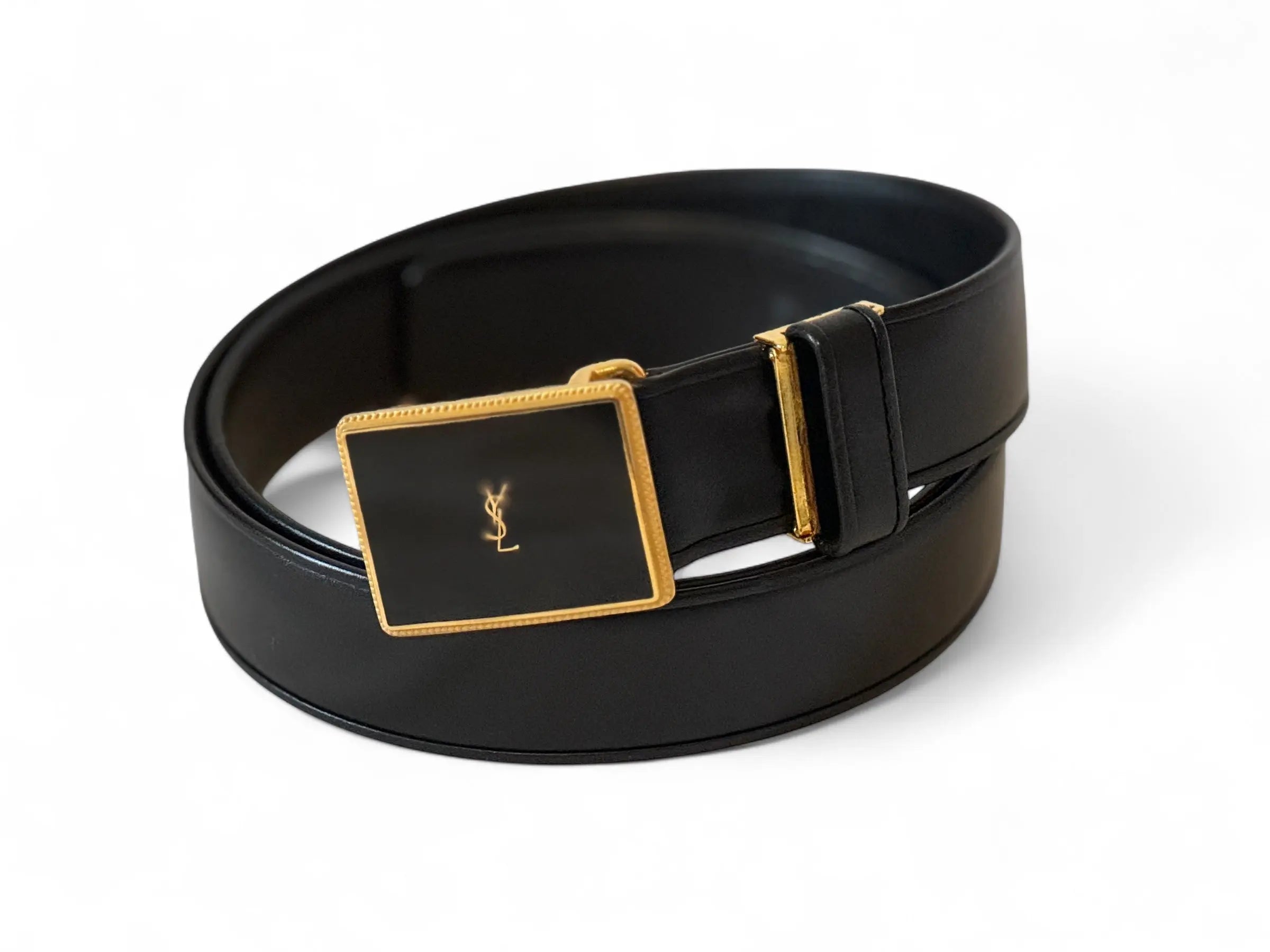 YSL Saint Laurent black leather LA 66 Belt - Vault No9