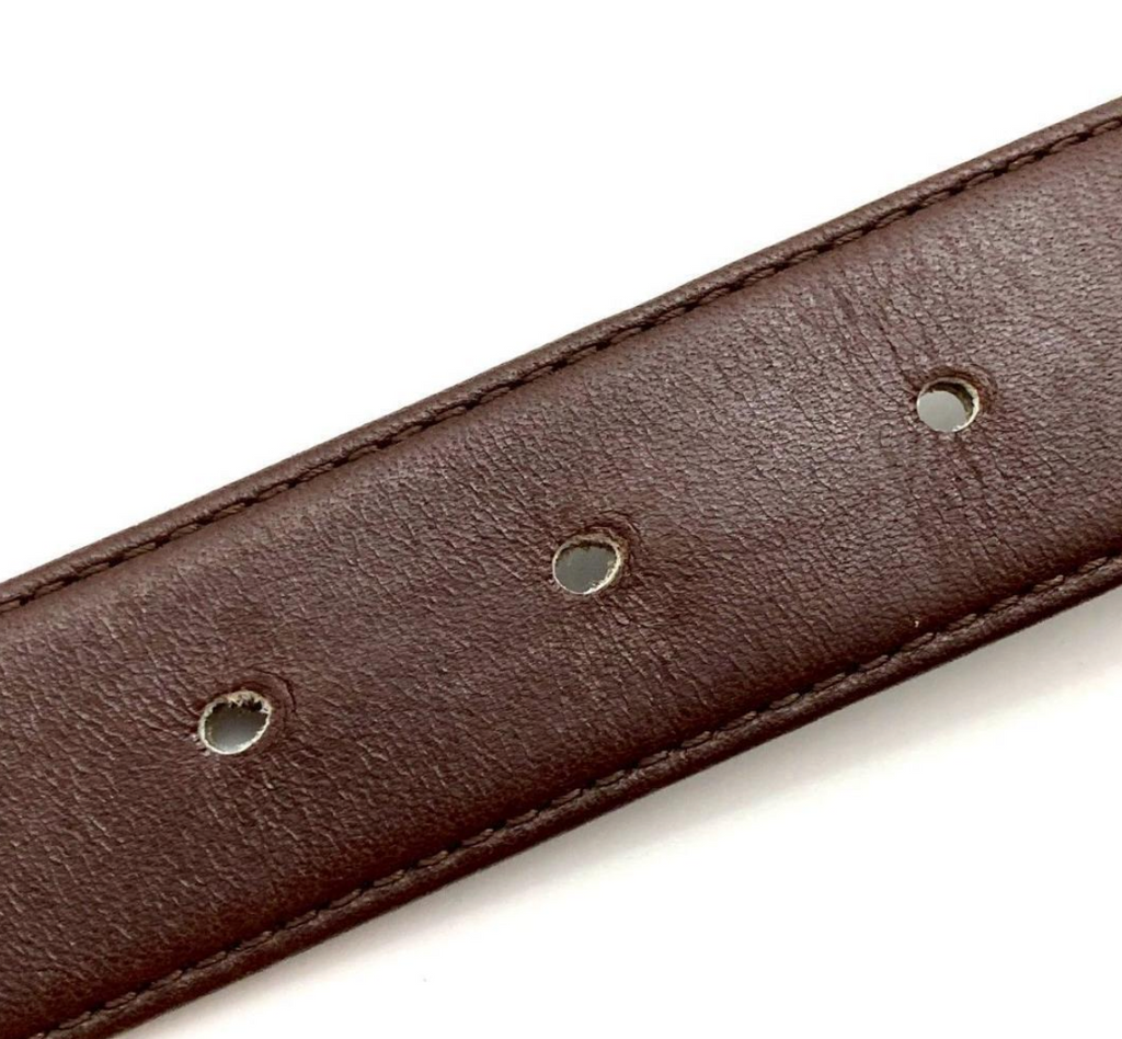 Yves Saint Laurent Dark Brown Leather Logo Belt with Anchor Buckle Saint Laurent